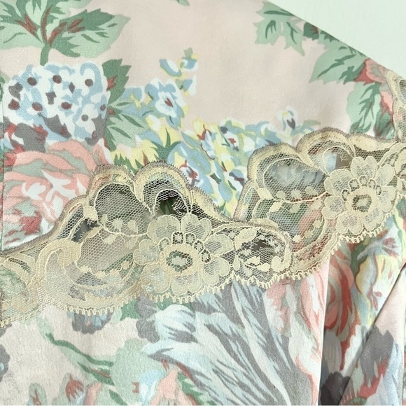 Vintage Victoria’s Secret Gold Label Satin Floral Lace‎ Midi Robe Pink Medium - Picture 12 of 13